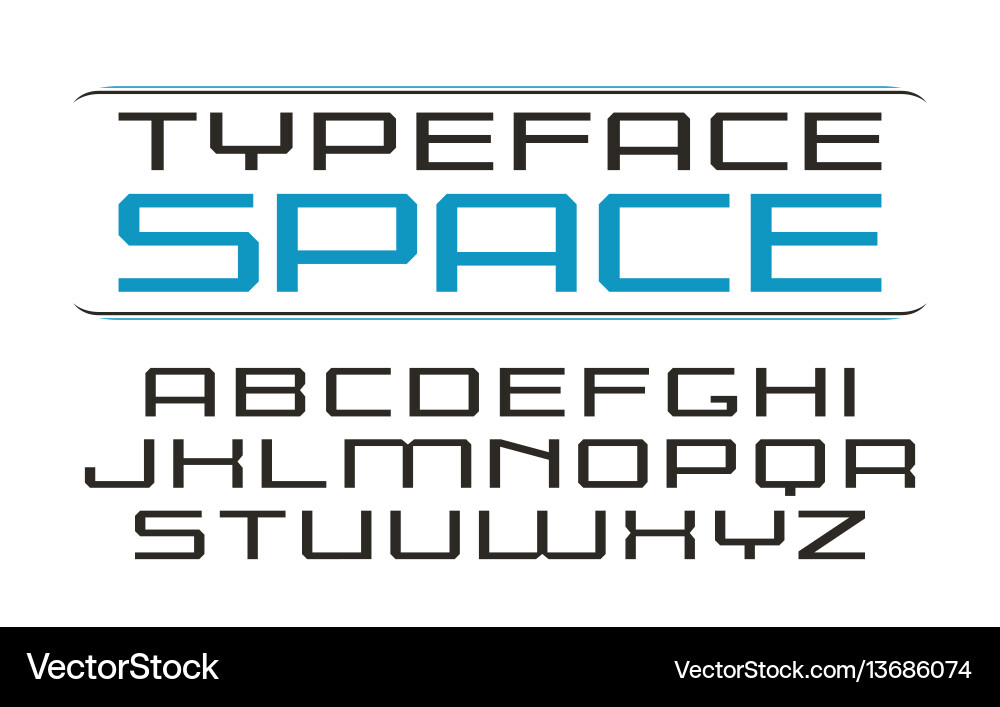 Square sanserif font in computer style vector image