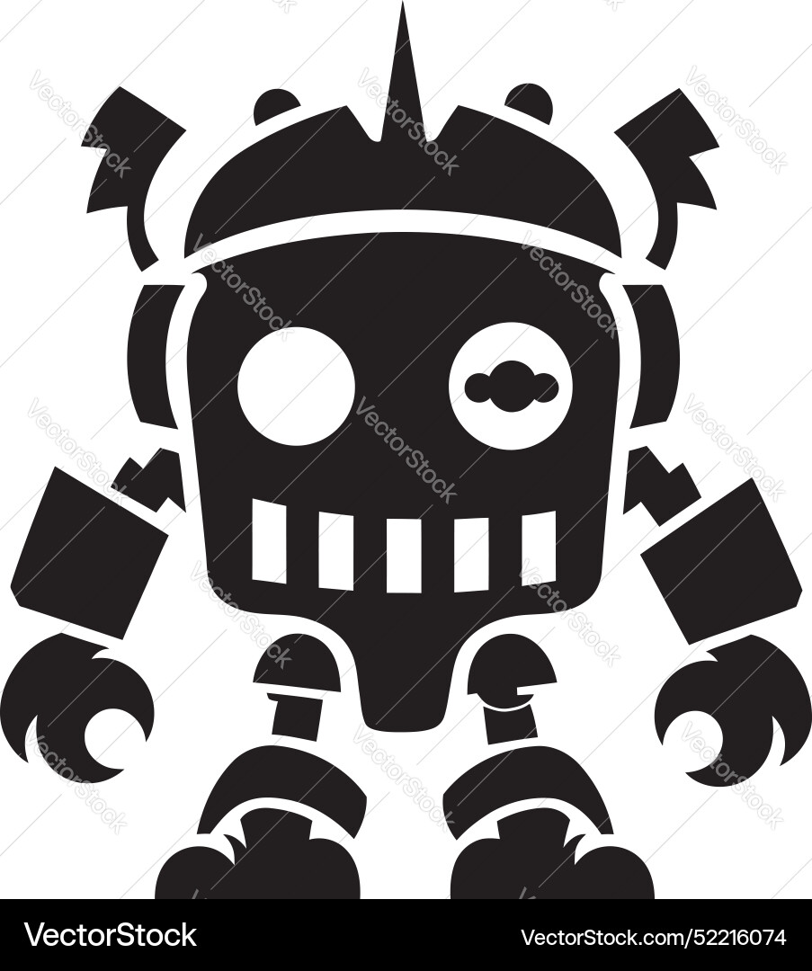 Tiny titan combat robot in black design bitty Tiny titan combat robot in black design bitty Vector Image