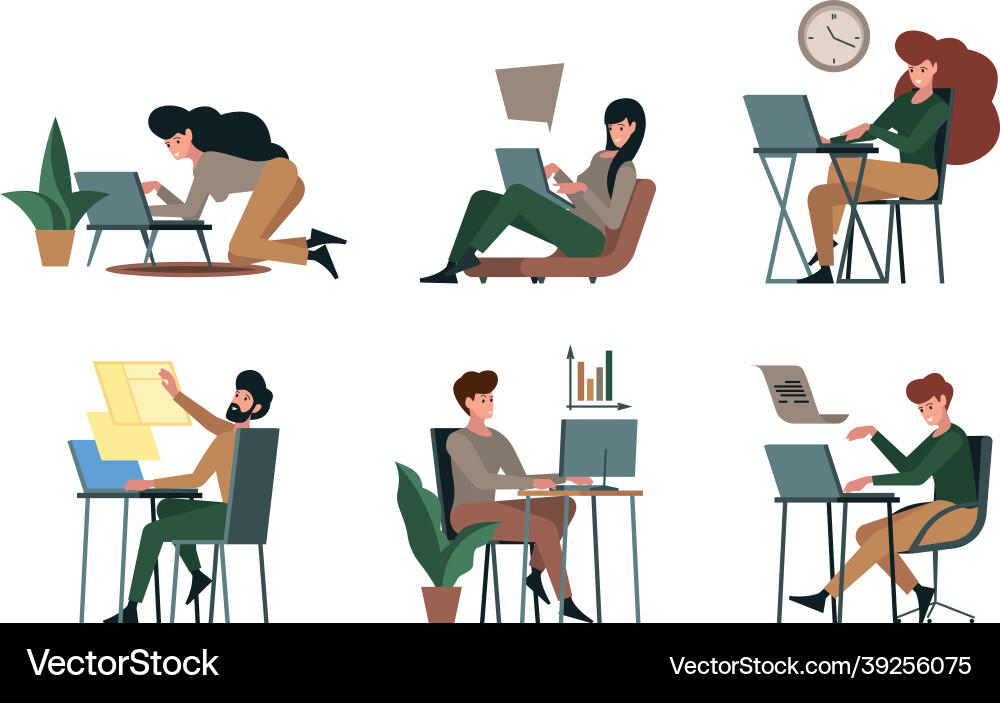 Computer programmers digital workers designers Computer programmers digital workers designers vector image