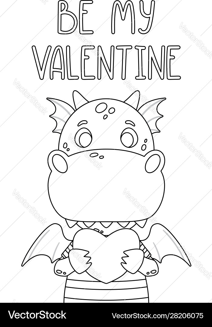 Cute Dragon Valentine Postcard Vector Image