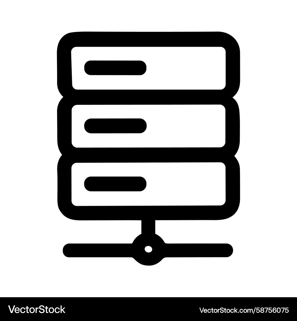 Data Server Icon - Outline Style Vector Image