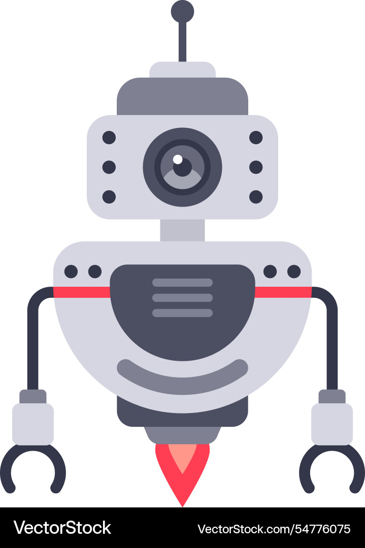 Flying robot with camera and rocket booster Flying robot with camera and rocket booster vector image