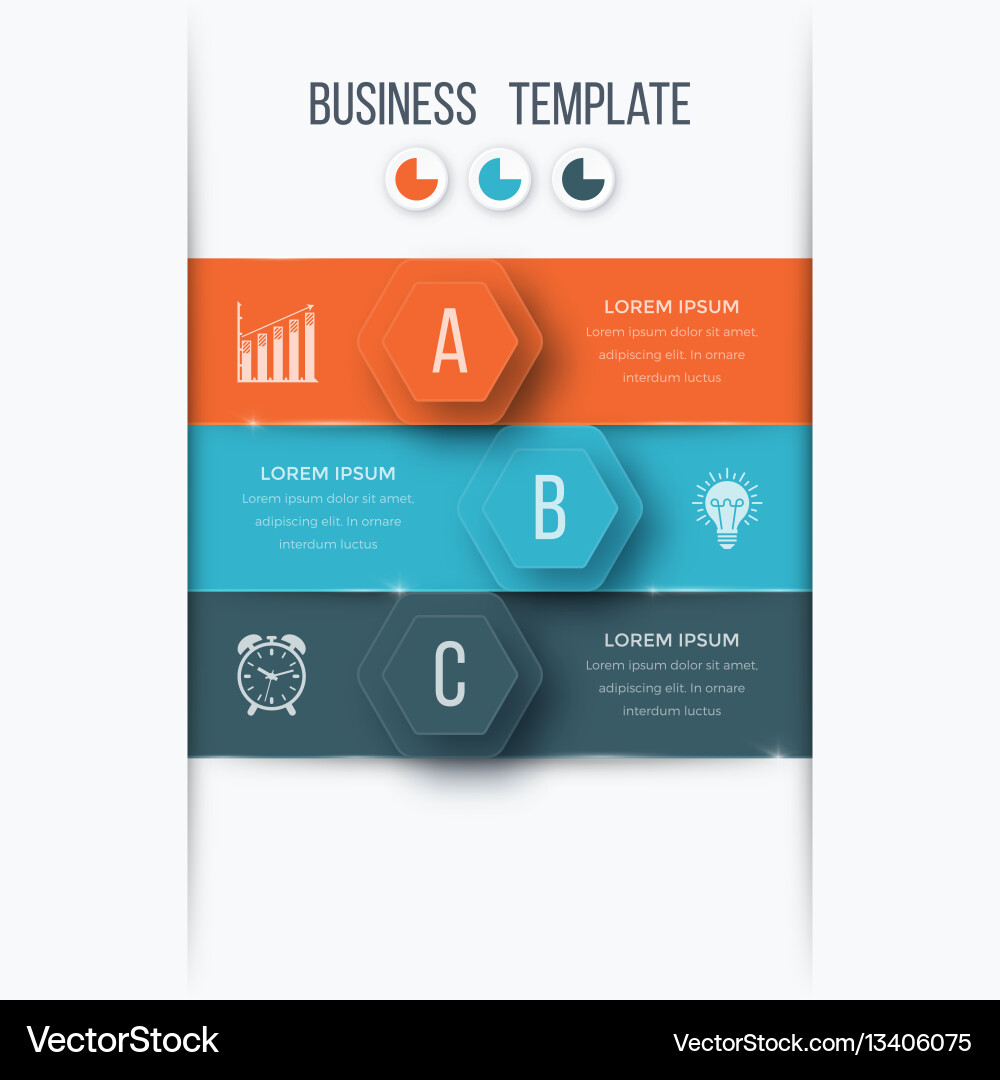 Infographics template 3 options with hexagon Infographics template 3 options with hexagon vector image