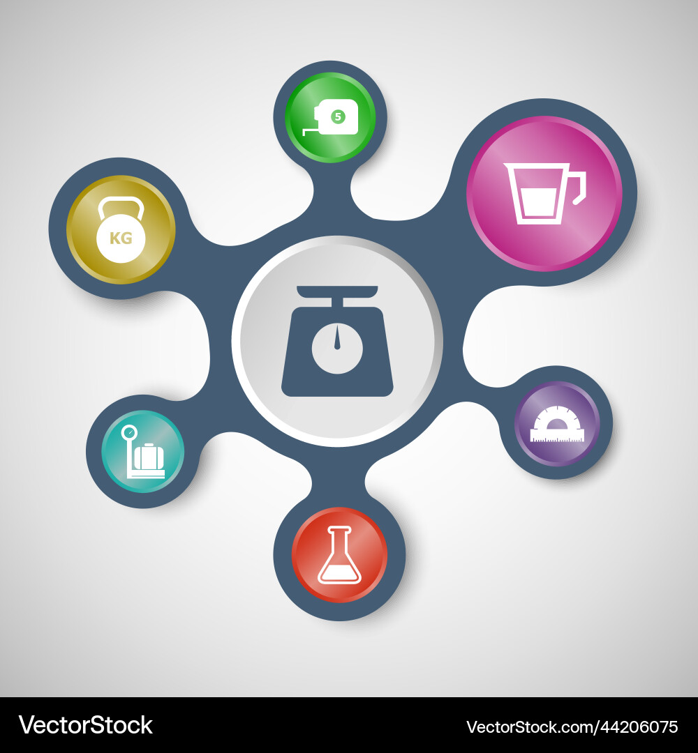 Measuring infographic templates with connected Measuring infographic templates with connected vector image