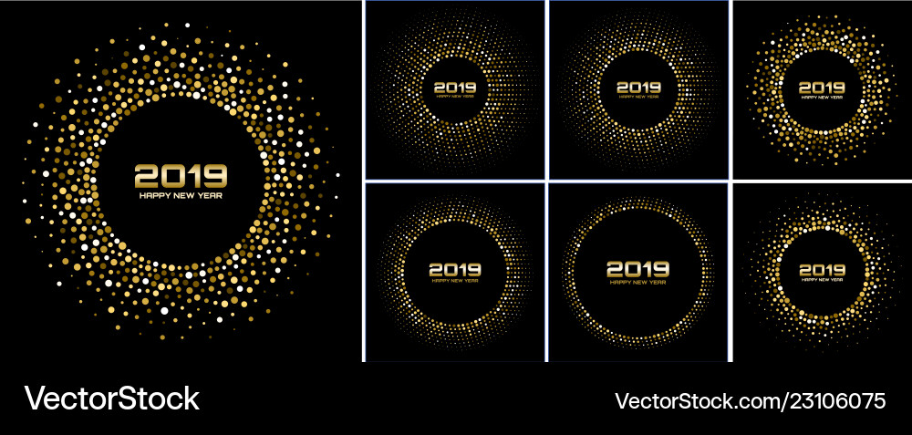 New year 2019 card gold backgrounds set vector image