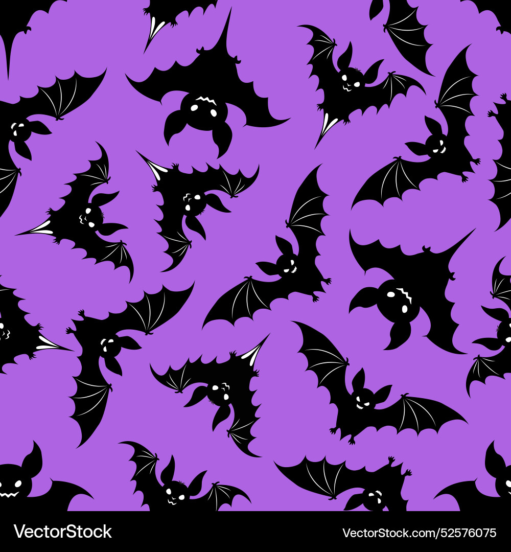 Seamless pattern with bats on a purple background Seamless pattern with bats on a purple background vector image