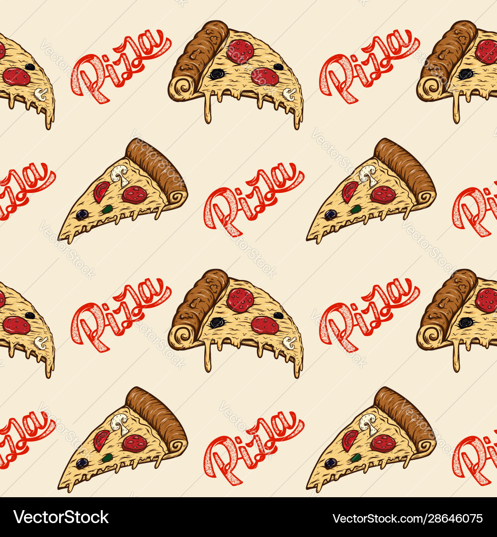 Seamless pattern with pizza design element vector image