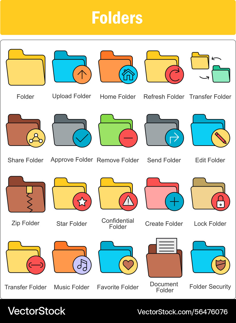 A set of 20 folder icons as upload vector image