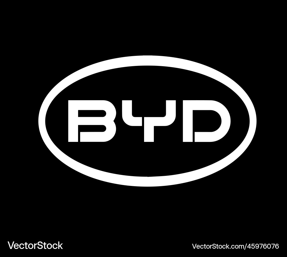Byd brand logo car symbol white design china auto Byd brand logo car symbol white design china auto vector image