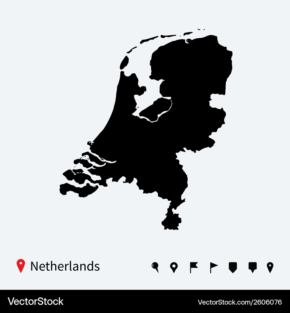 Detailed Netherlands Map with Navigation Pins vector image