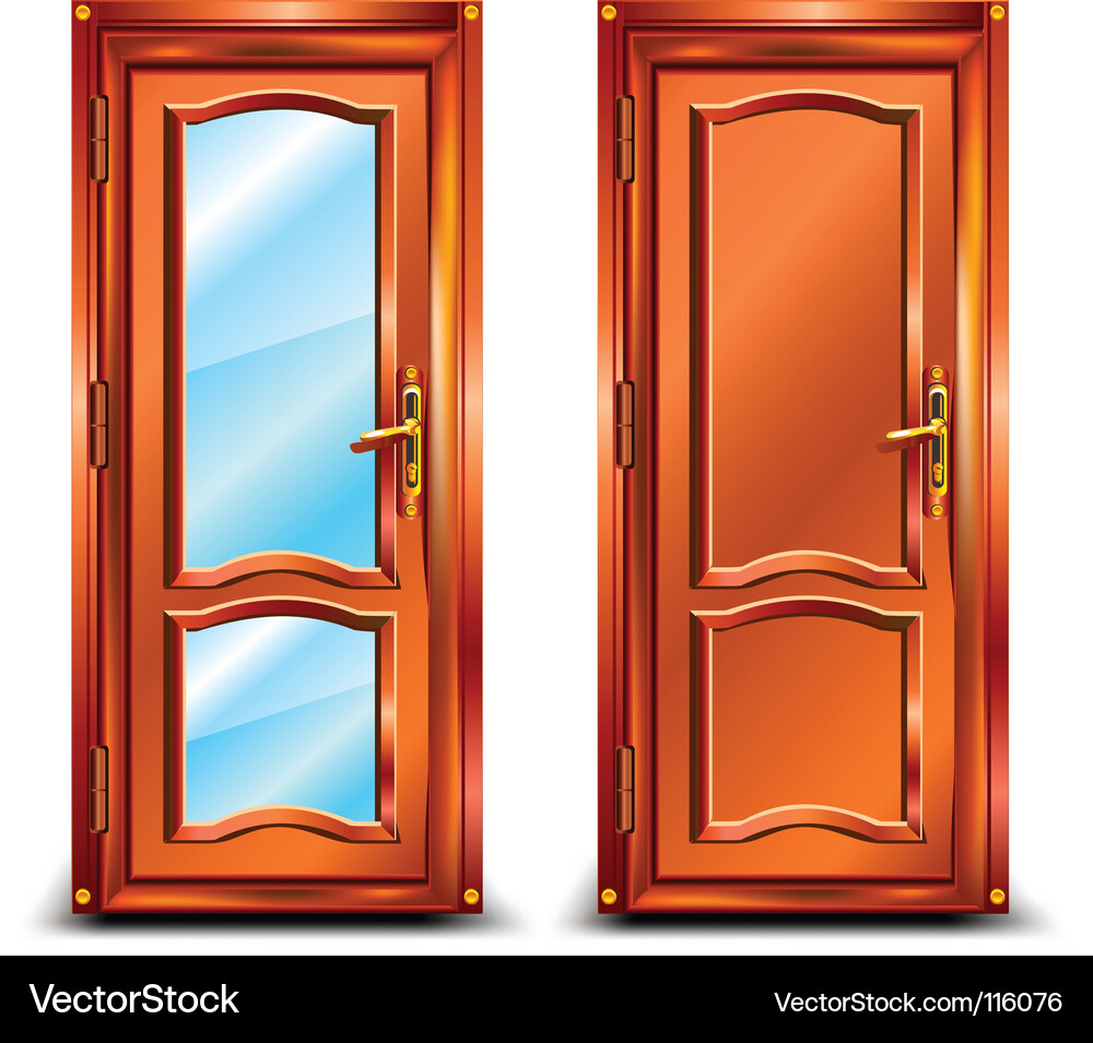 Elegant Wooden Front Door Vector Image