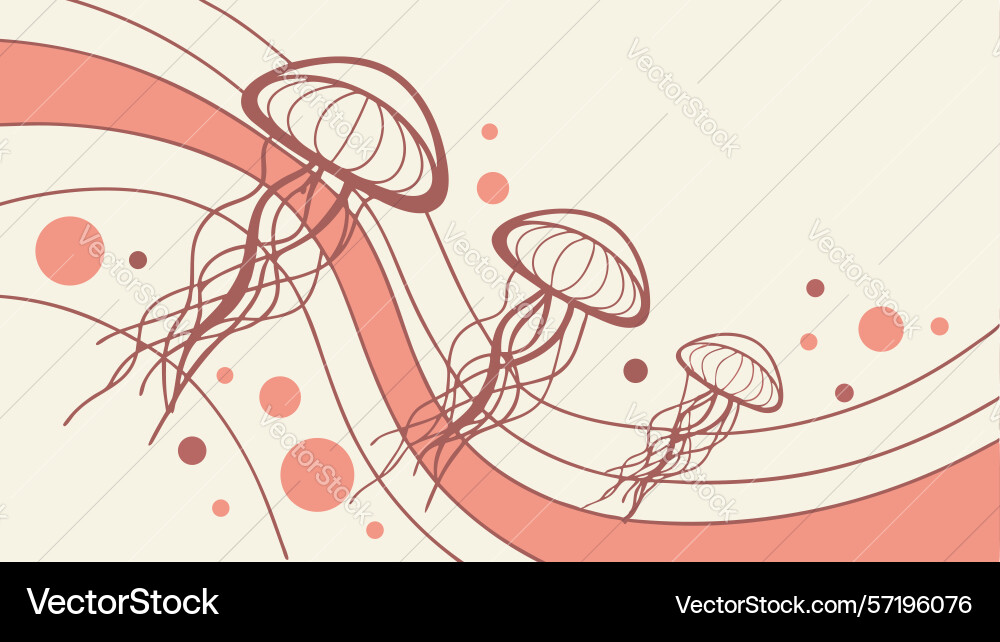 Floating jellyfish with delicate abstract circles vector image