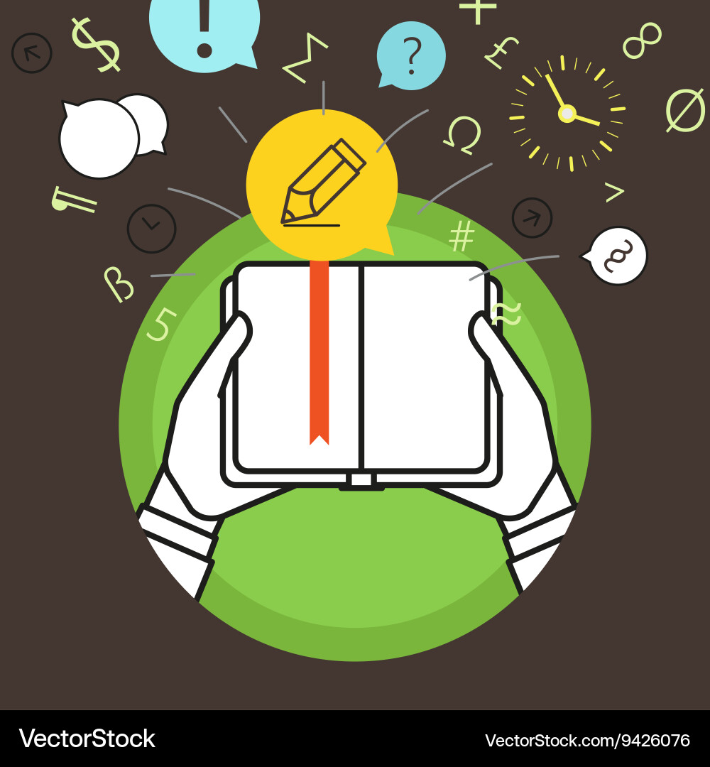 Getting information via book simple line design Vector Image