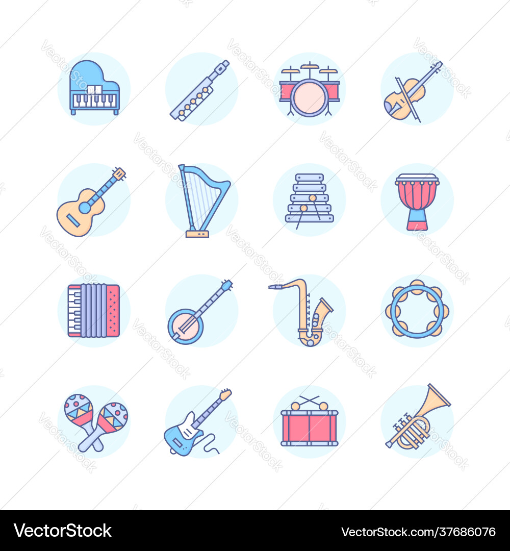 Musical instruments - line design style icons set Musical instruments - line design style icons set vector image