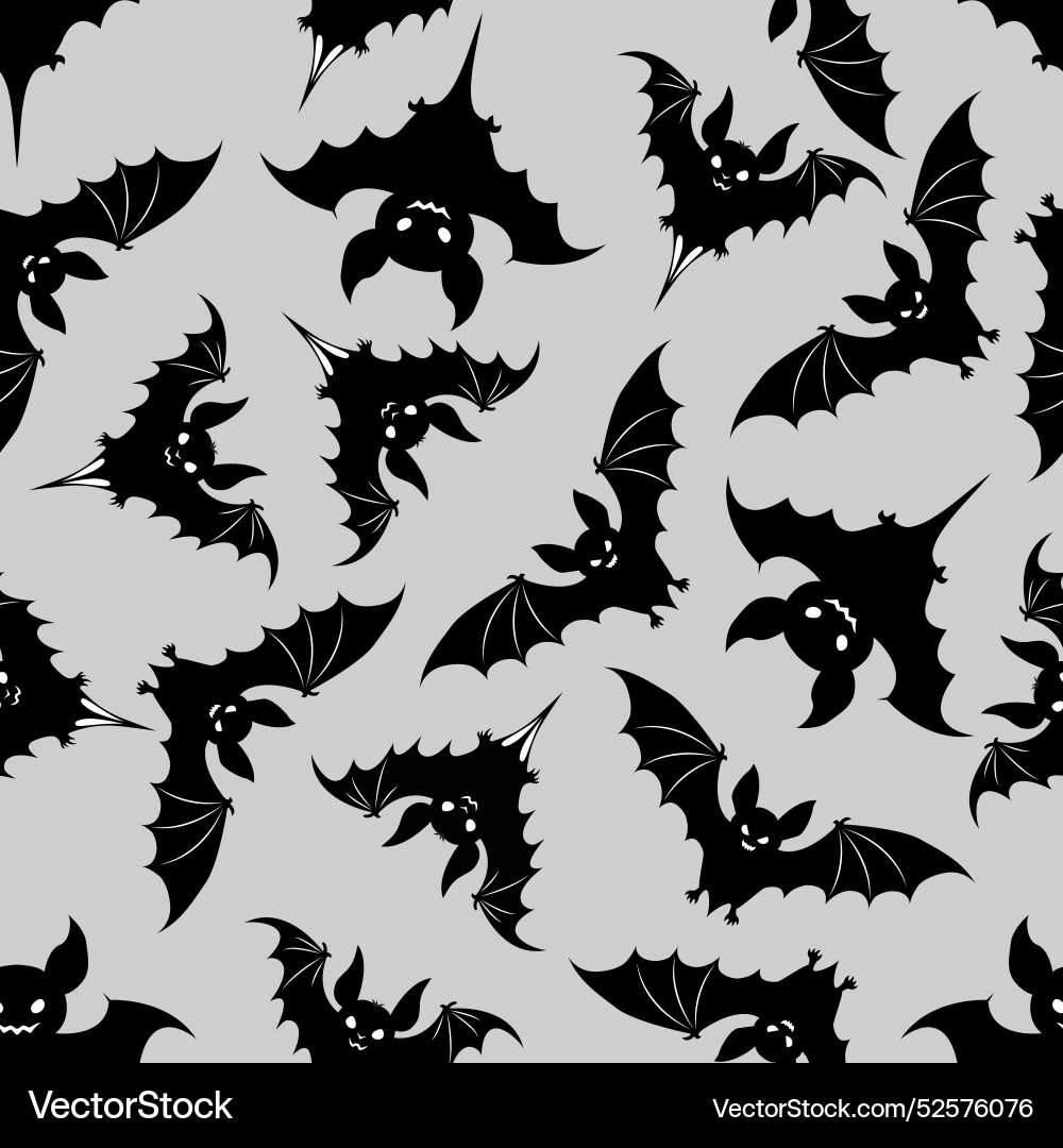 Seamless pattern with bats on a gray background Vector Image