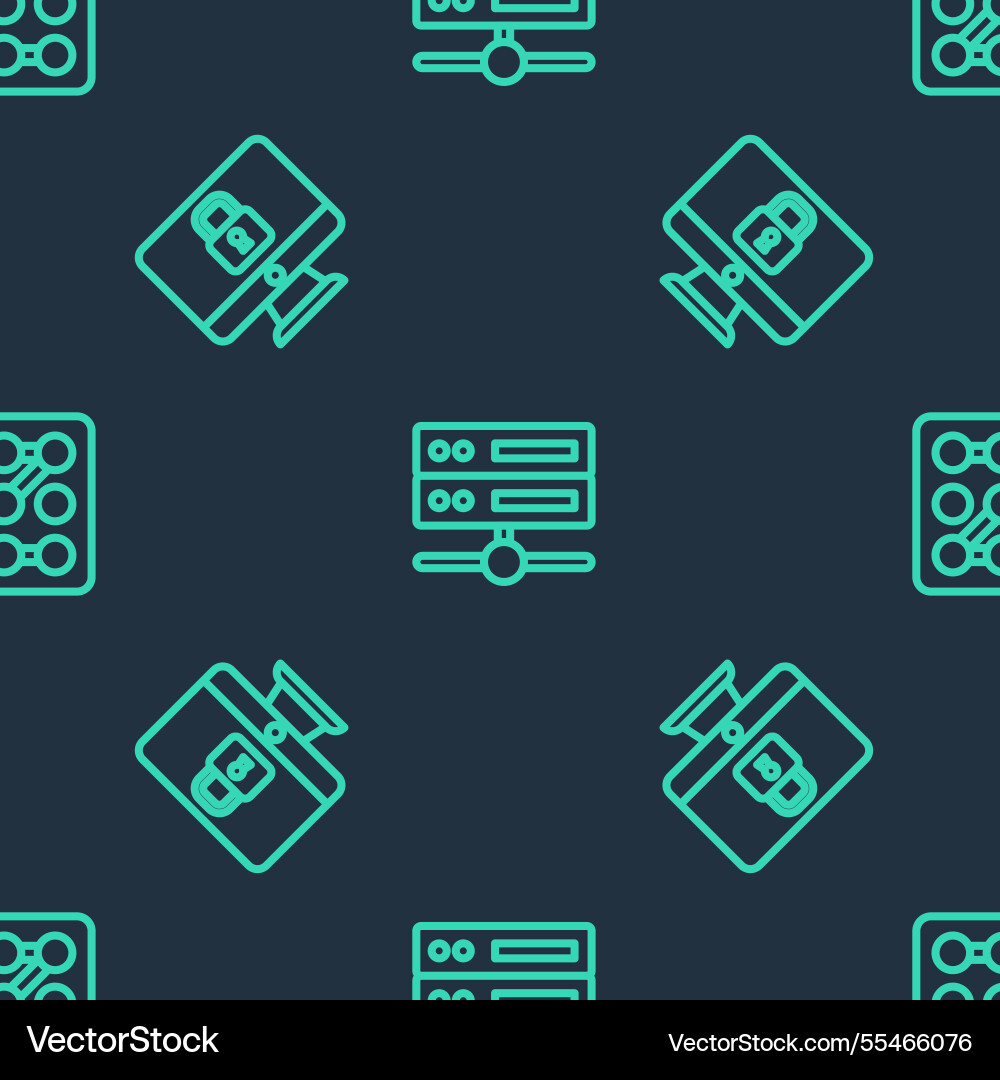 Set line server data web hosting lock on computer Set line server data web hosting lock on computer Vector Image