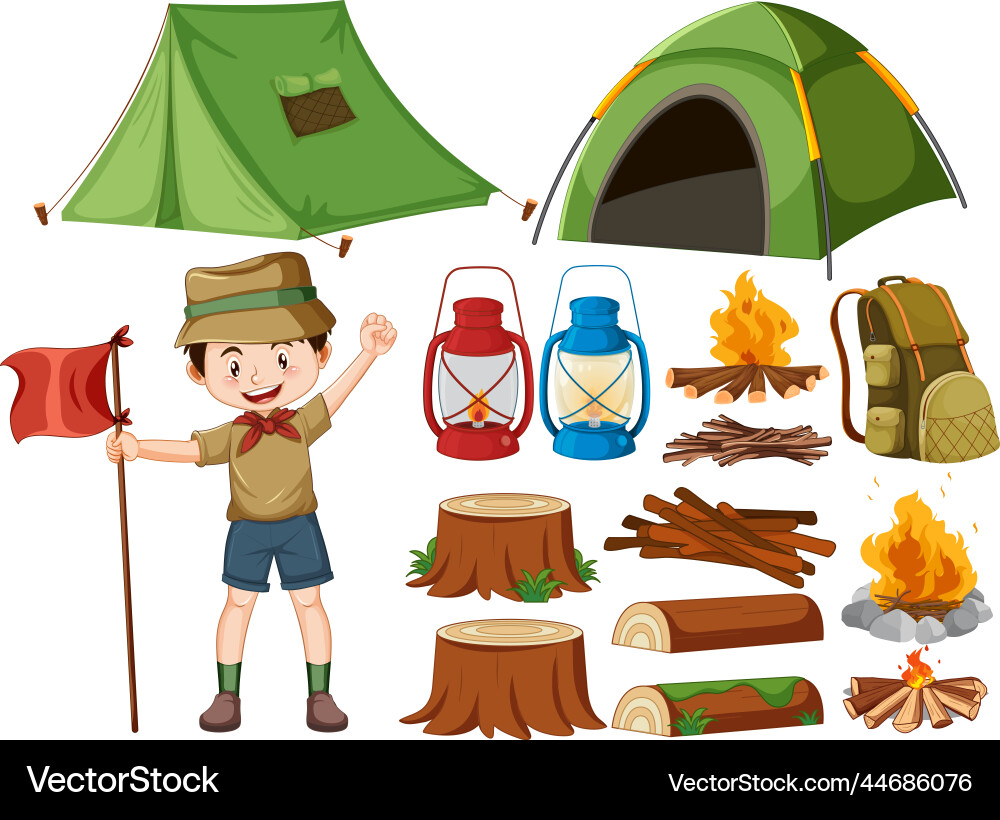 Set of camping objects Set of camping objects vector image