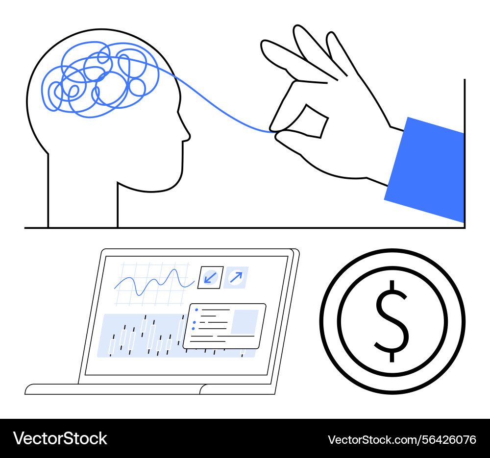 Simplified problem solving and financial analytics Simplified problem solving and financial analytics vector image