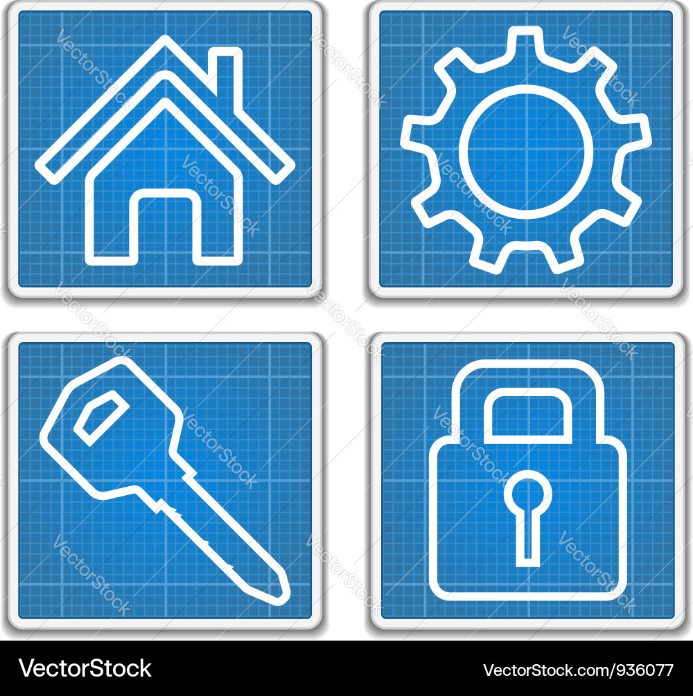 Blueprint Icons Set vector image