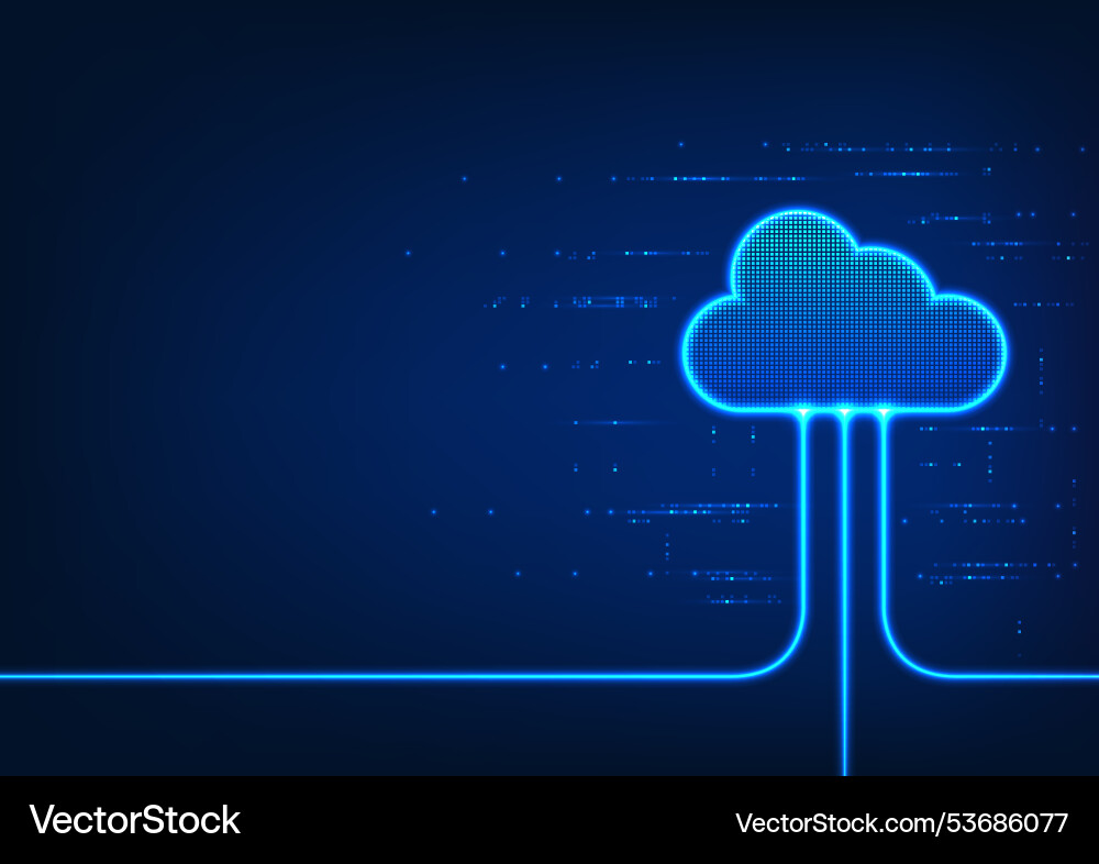 Cloud technology with light lines connecting Cloud technology with light lines connecting vector image