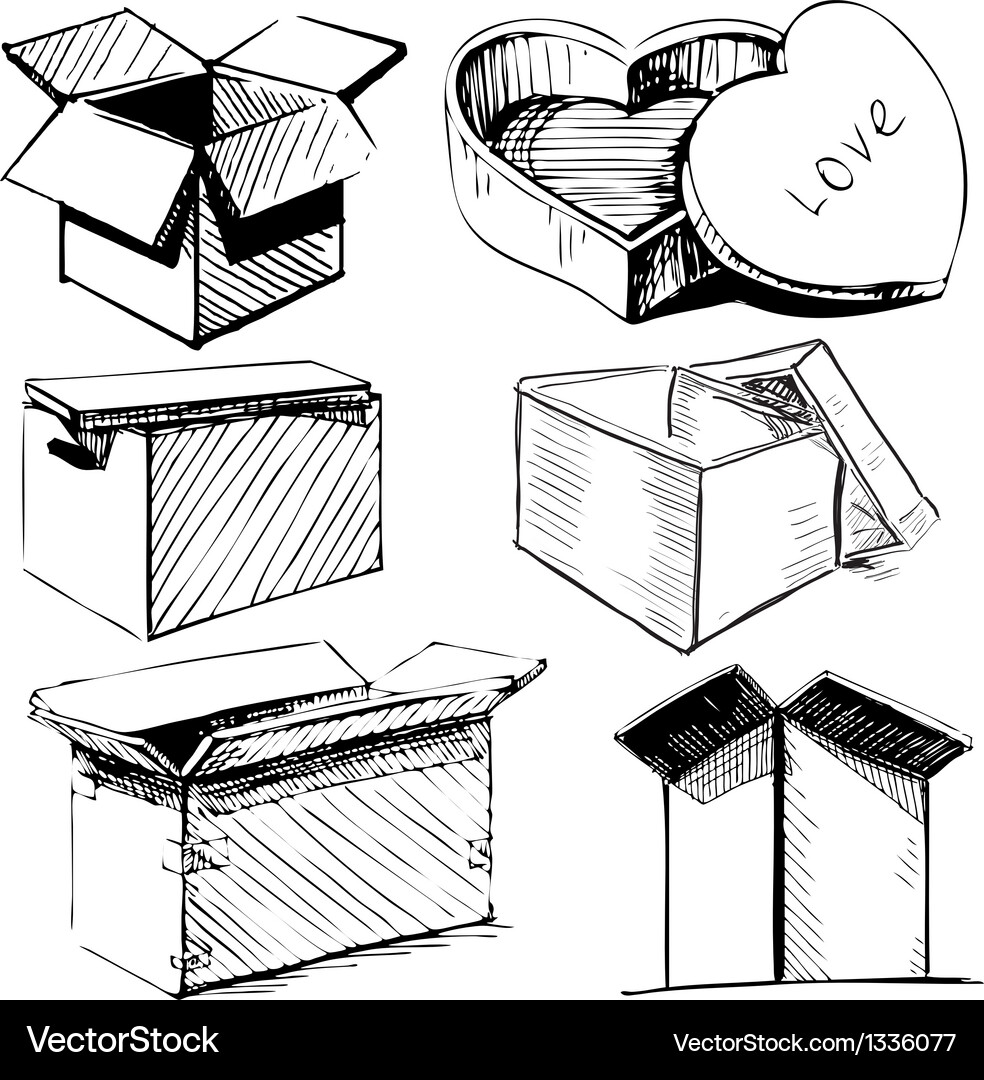 Collection of Sketch Boxes Vector Image