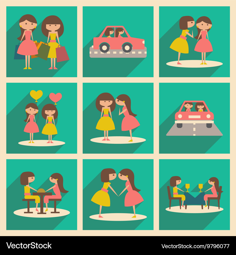 Flat with shadow concept and mobile application Vector Image