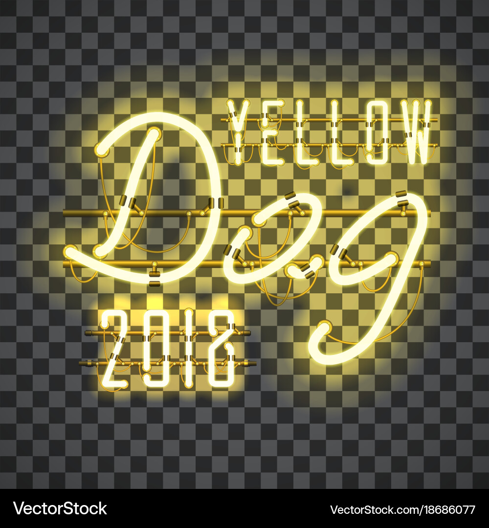 Glowing yellow neon sign 2018 Vector Image