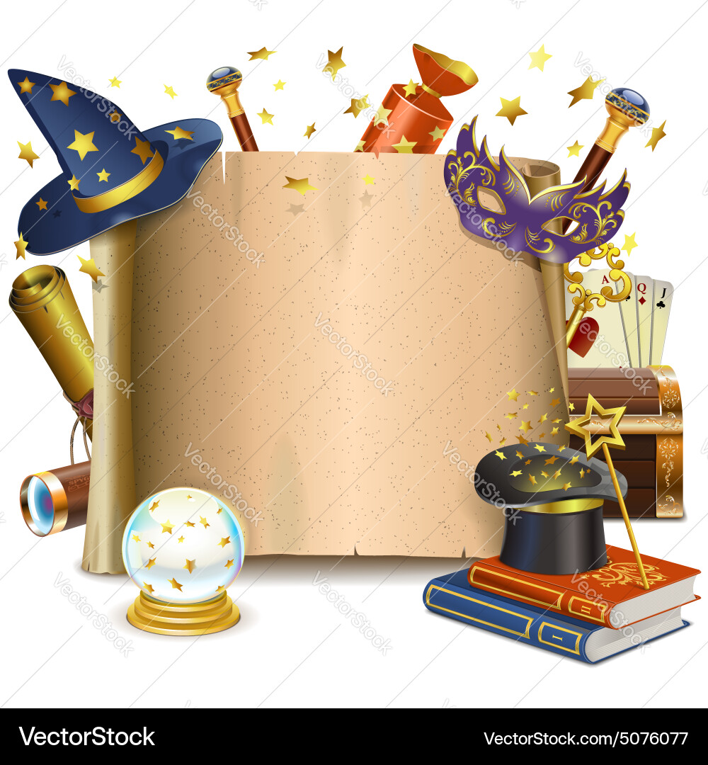 Magic Frame with Symbolic Elements vector image