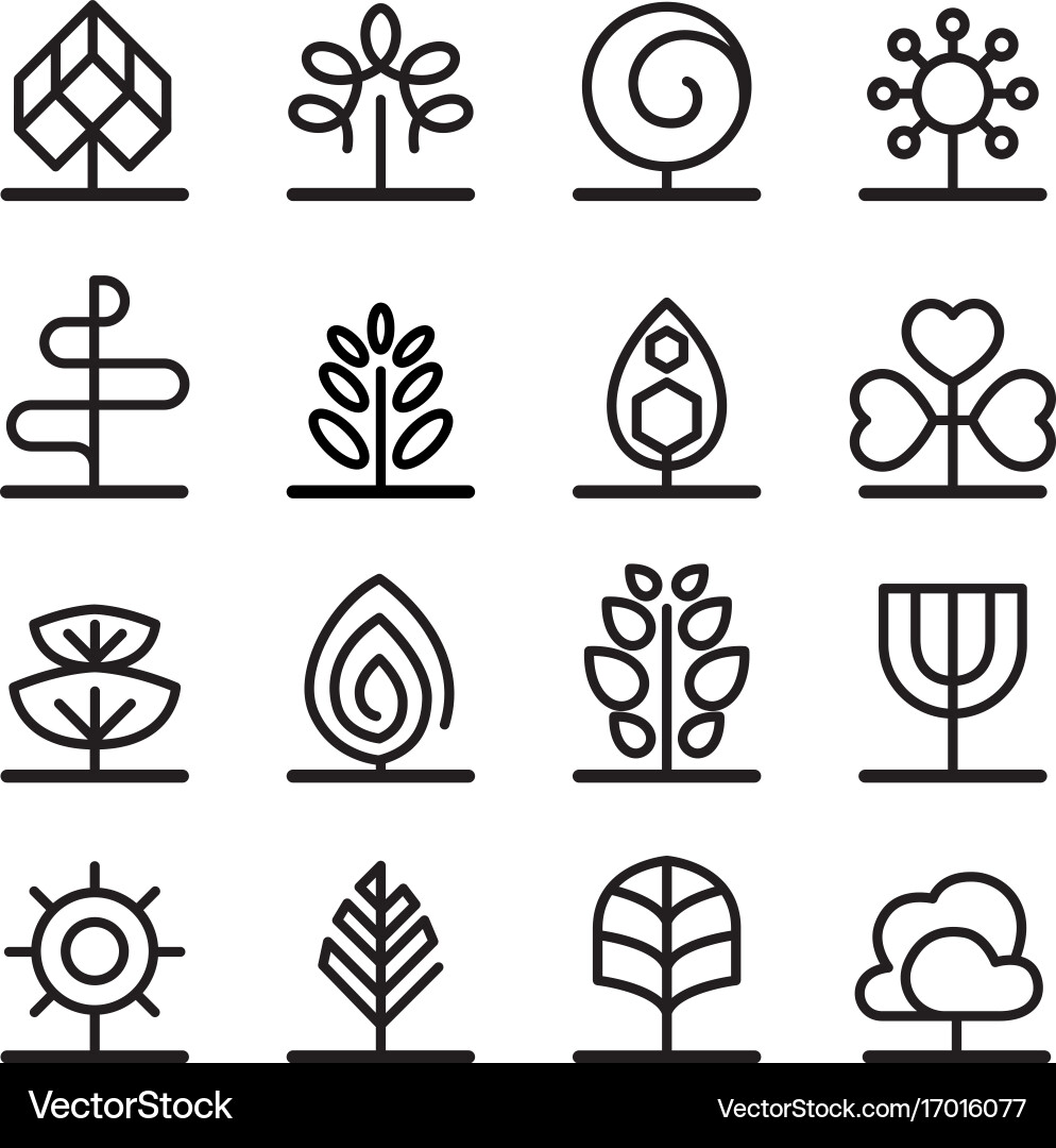 Tree icons in minimal style Vector Image