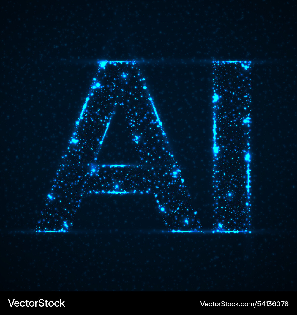 Artificial intelligence with glowing particles vector image