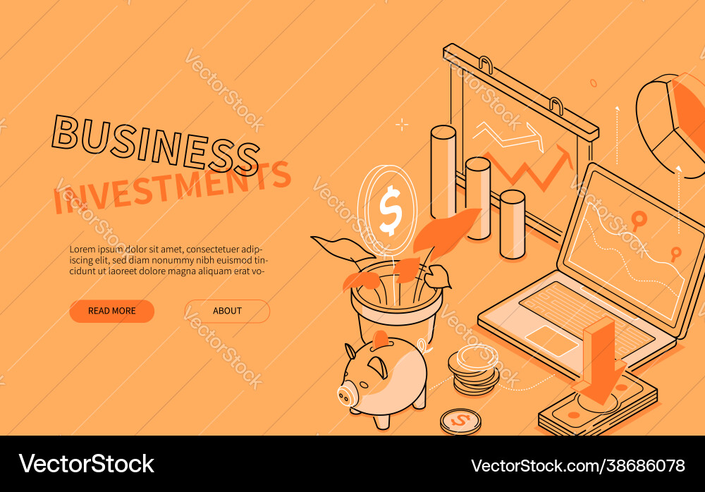 Business investments - line design style isometric Business investments - line design style isometric vector image