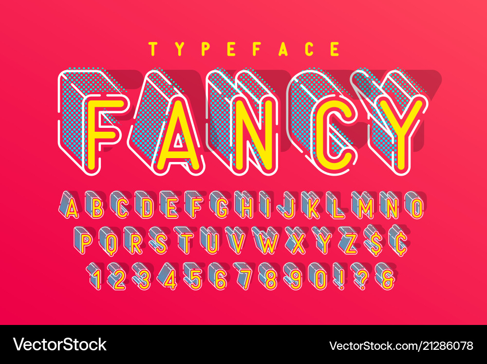 Condensed 3d display font popart design alphabet Condensed 3d display font popart design alphabet vector image