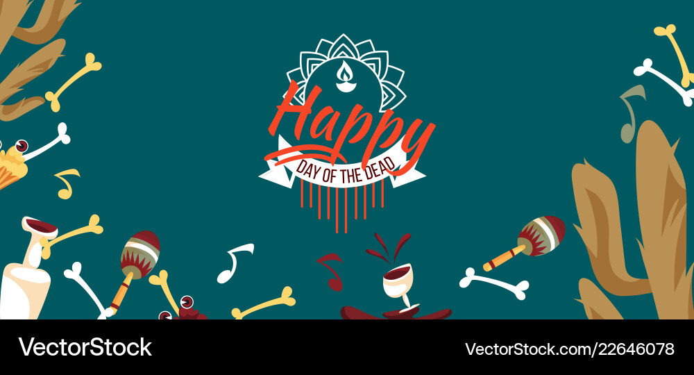 Happy day of the dead horizontal banner Happy day of the dead horizontal banner vector image