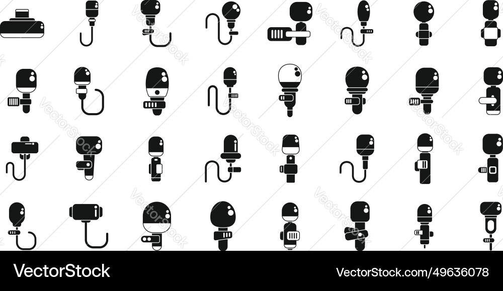 Lapel microphone icons set simple audio Vector Image