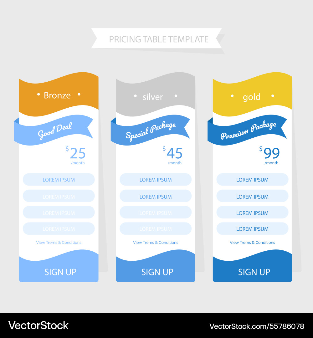 Pricing tables with wavy forms Vector Image