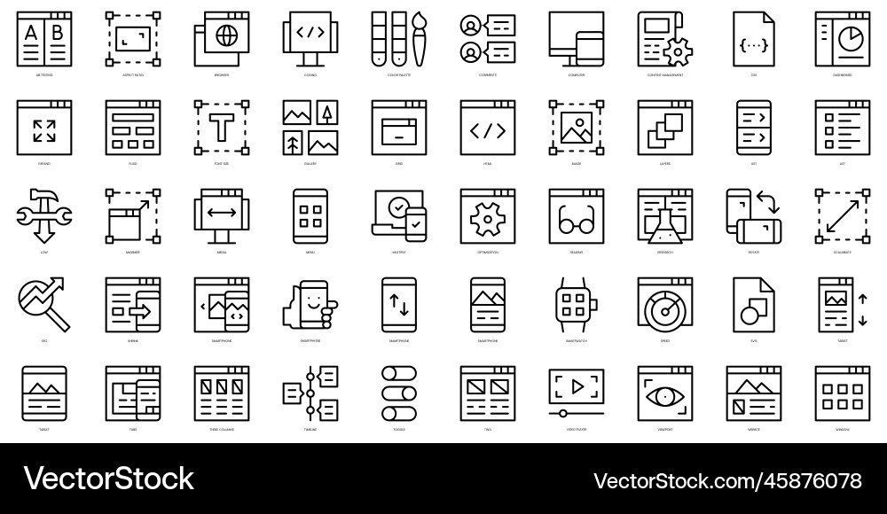 Set of thin line responsive design icons Set of thin line responsive design icons vector image