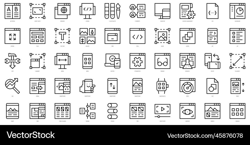 Set of thin line responsive design icons vector image