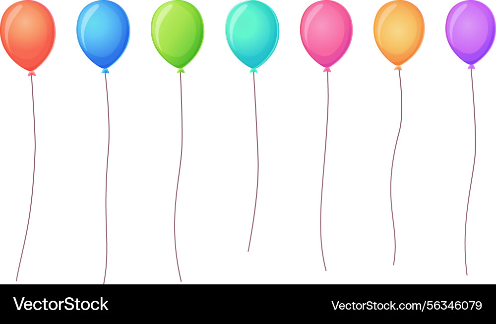 A set of helium balloon with thin string A set of helium balloon with thin string vector image