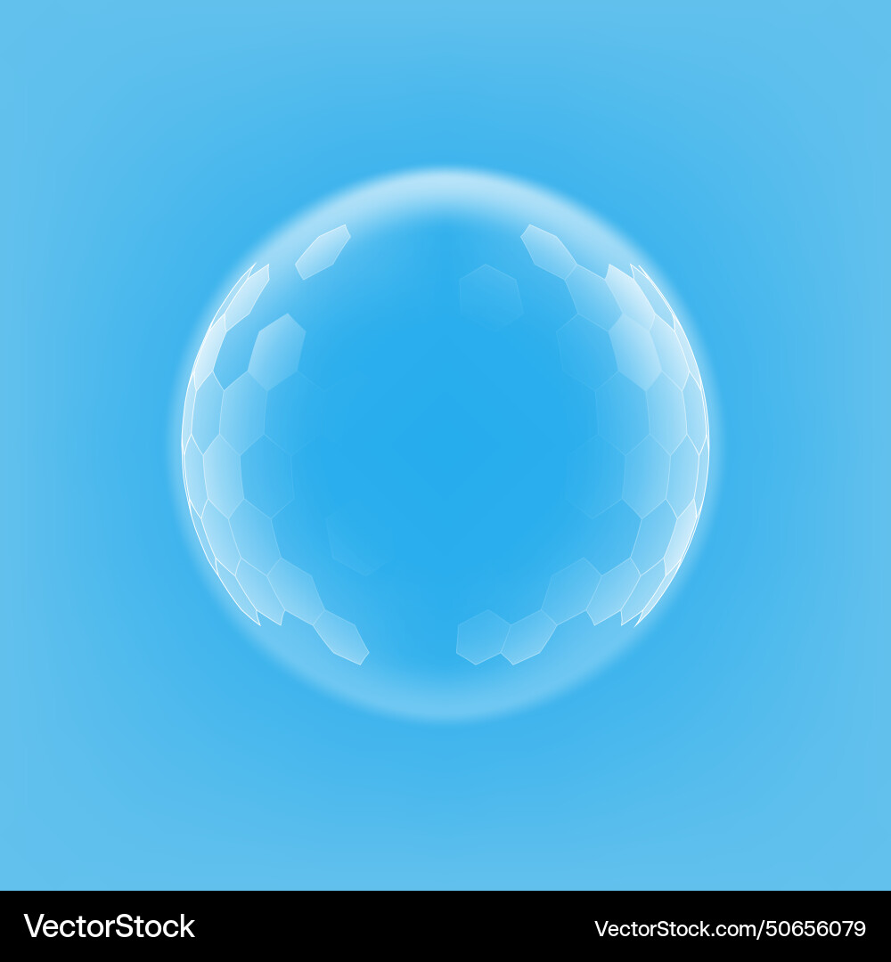 Bubble shield ball with hexagon pattern plates Bubble shield ball with hexagon pattern plates Vector Image