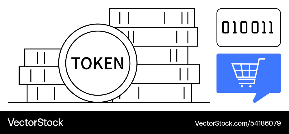 Digital currencies concept with tokens binary Digital currencies concept with tokens binary vector image