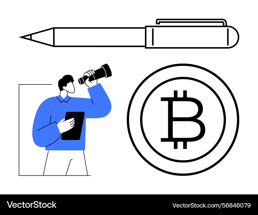 Man exploring opportunities with tablet Vector Image