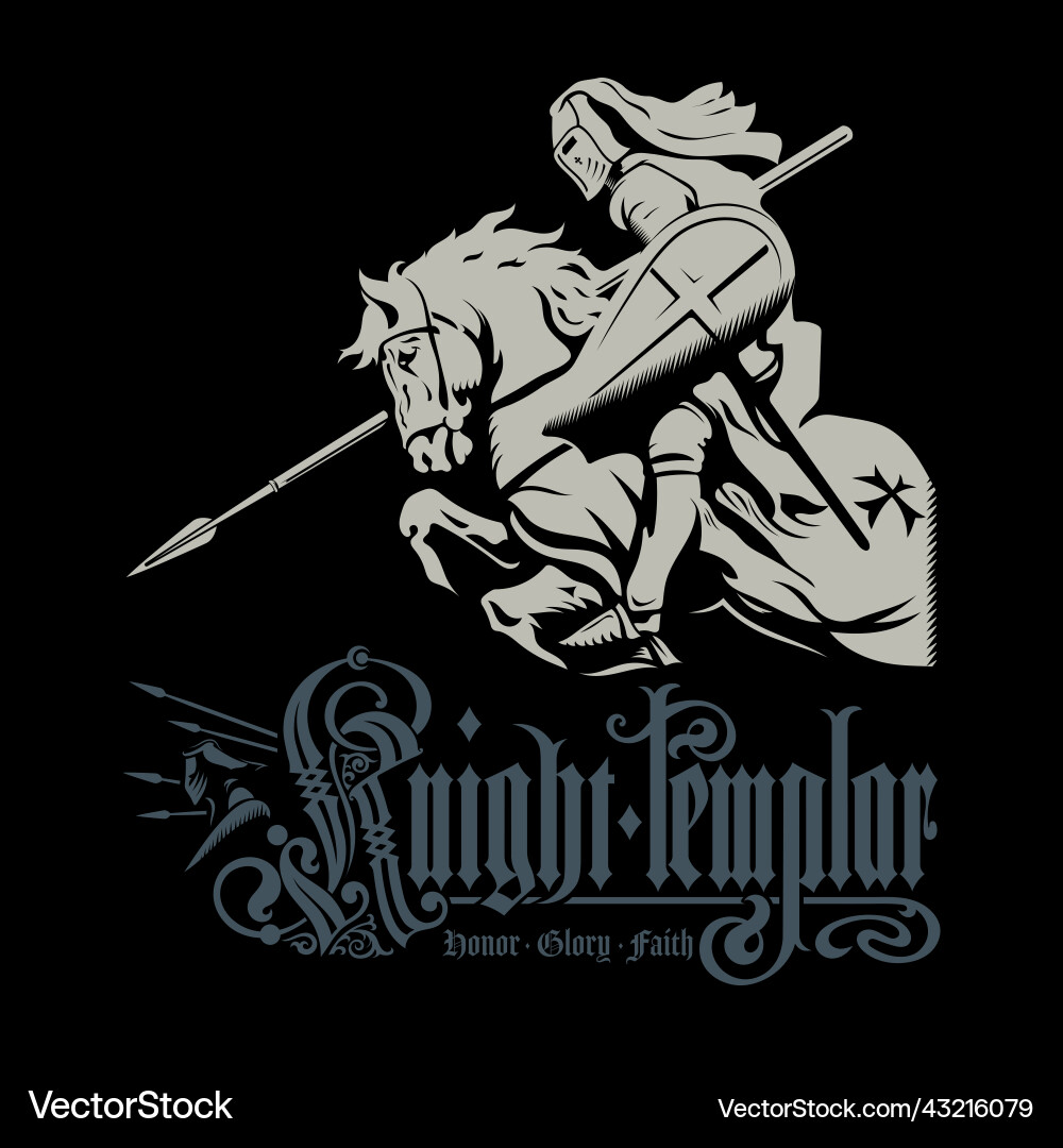 Medieval knightly design knight crusader on a war Medieval knightly design knight crusader on a war vector image