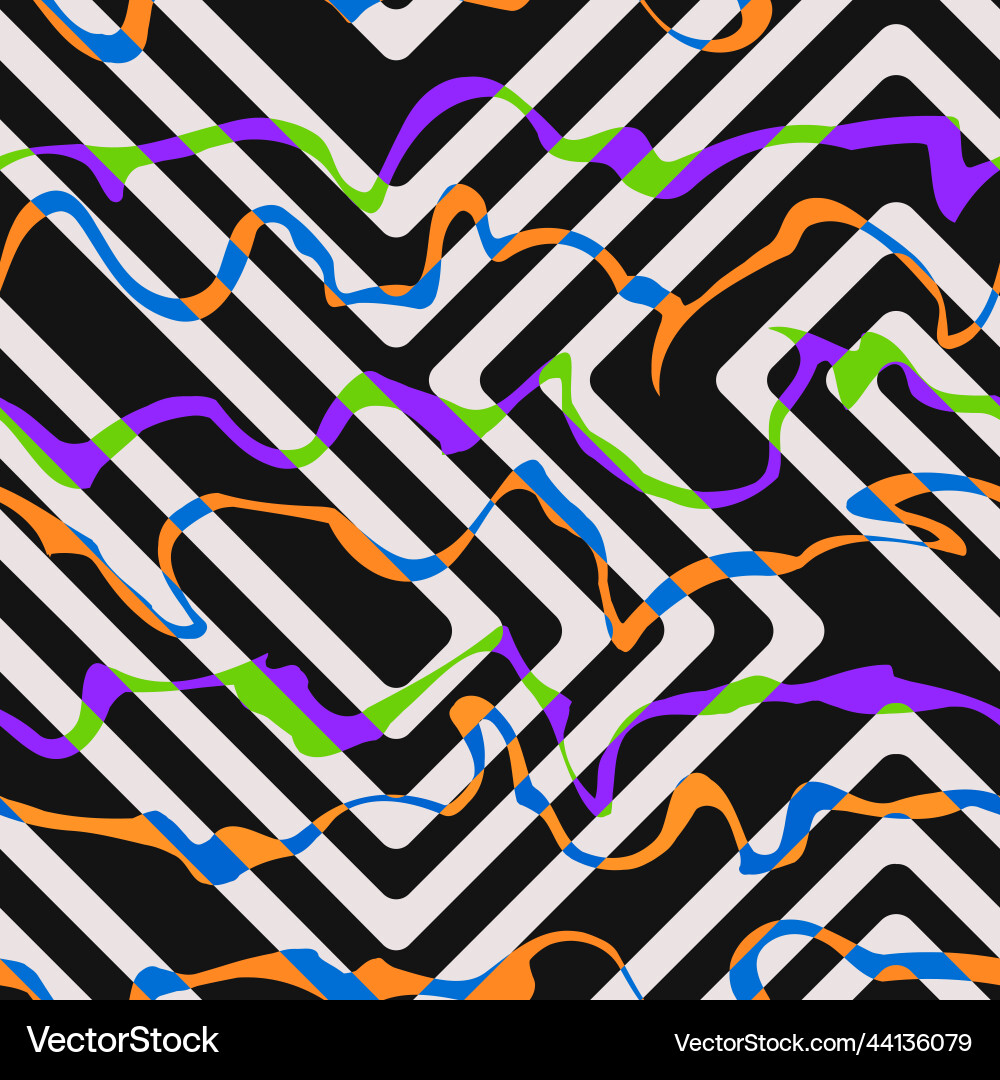 Psychedelic curved lines seamless pattern Vector Image