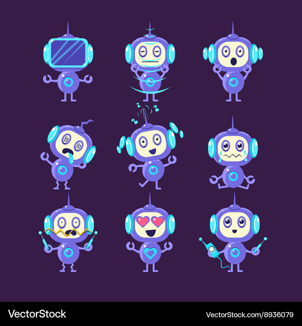Robot different emotions set Vector Image