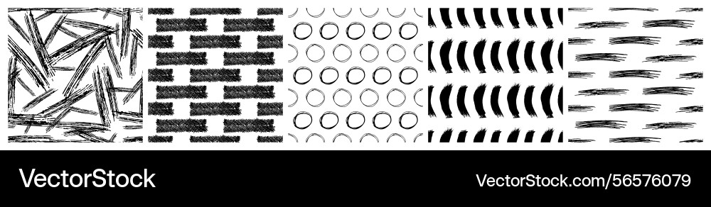 Set of seamless patterns with scribble smears Vector Image