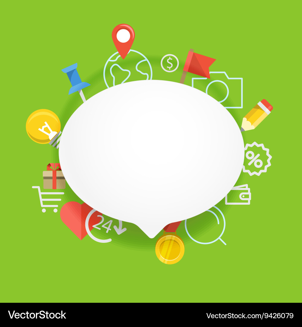 Speech cloud template with different icons add Vector Image