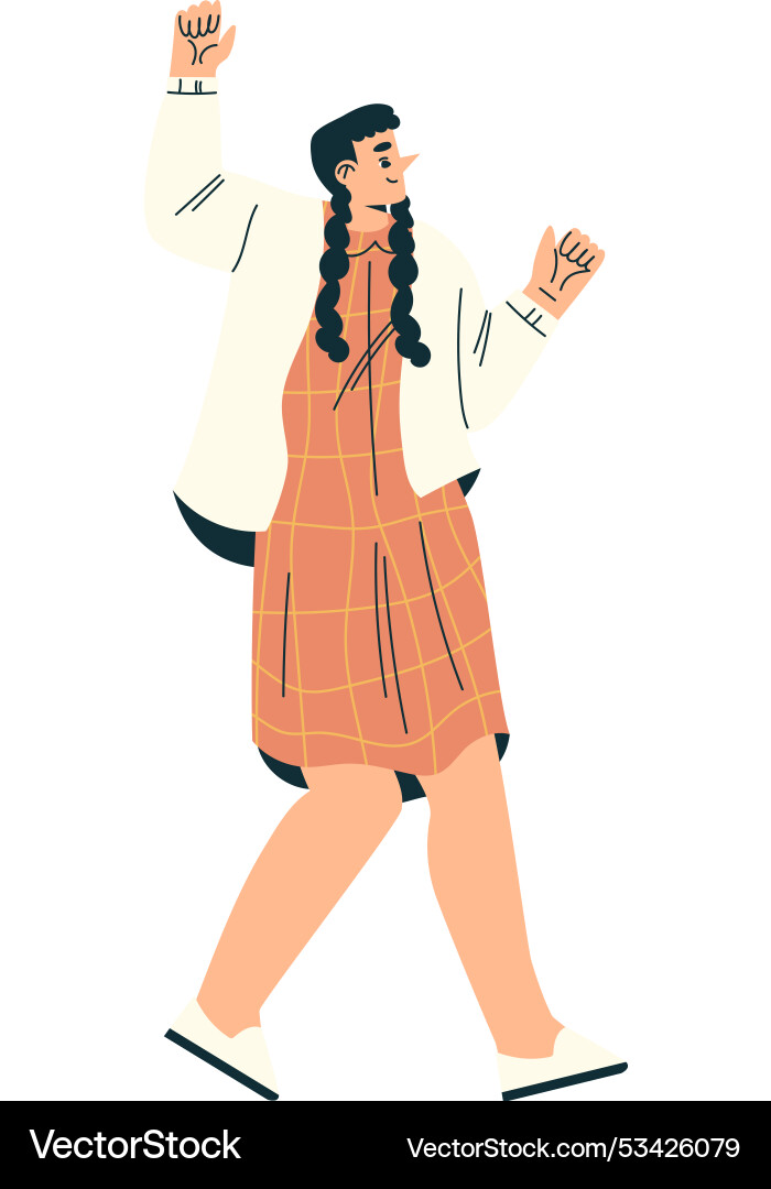 Woman at musical festival dancing have rest Vector Image