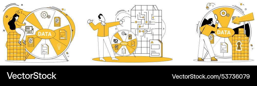 Work with data in vast landscape cyberspace Work with data in vast landscape cyberspace vector image