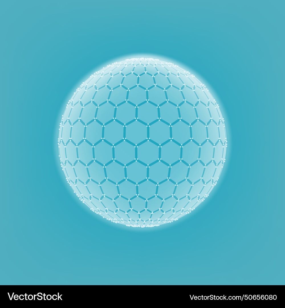 Bubble shield ball with hexagon pattern plates Bubble shield ball with hexagon pattern plates vector image