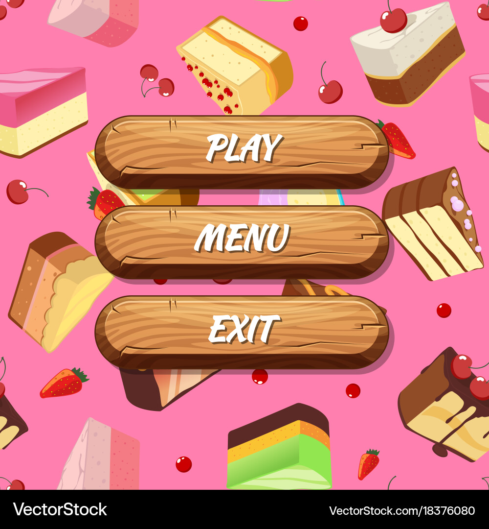 Cake Button UI Elements vector image